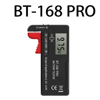 BT-168 AA/AAA/C/D/9V/1.5V baterijos Universalios mygtukų elementų baterijos Spalva koduotas matuoklis Rodo voltų testerio tikrintuvą BT168 galia