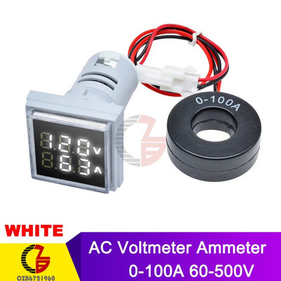 AC 50-500V 0-100A Négyzet alakú LED Digitális Voltmérő Ampermérő 110V 220V Feszültség-árammérő Voltaméter Autó Volt Amper teszter detektor