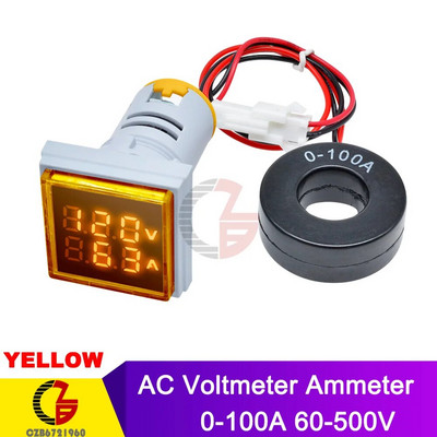 AC 50-500V 0-100A Négyzet alakú LED Digitális Voltmérő Ampermérő 110V 220V Feszültség-árammérő Voltaméter Autó Volt Amper teszter detektor