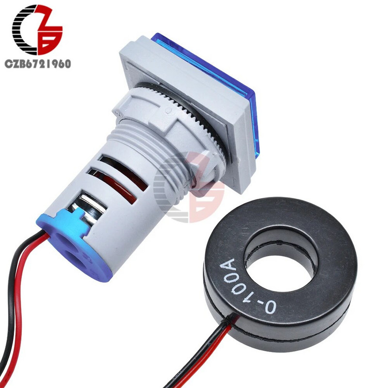 AC 50-500V 0-100A Kvadratinis LED skaitmeninis voltmetras ampermetras 110V 220V įtampos srovės matuoklis voltometras automobilio voltų stiprintuvo testeris