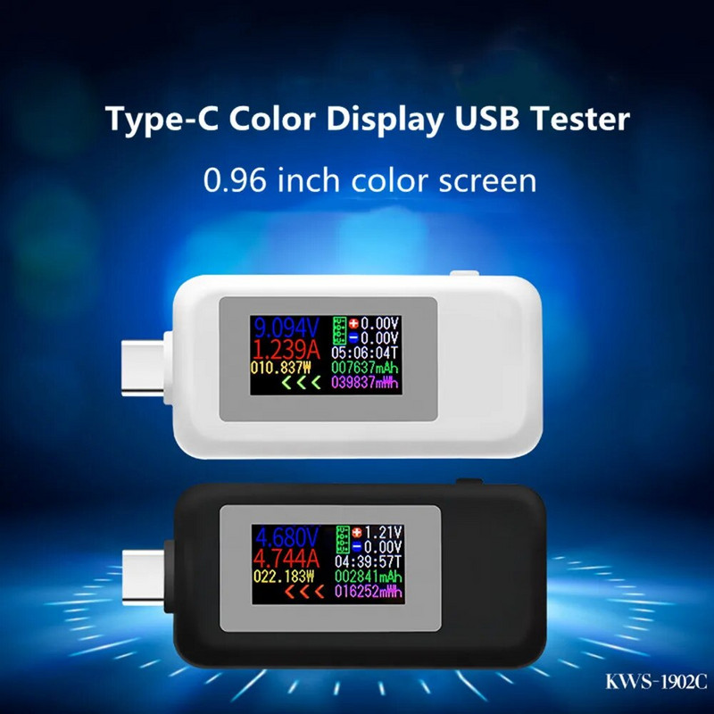 10 in 1 DC Type-C USB testeris Srovės 4–30 V įtampos matuoklis Laiko matuoklis Skaitmeninis monitorius Maitinimo išjungimo indikatorius Banko įkroviklis