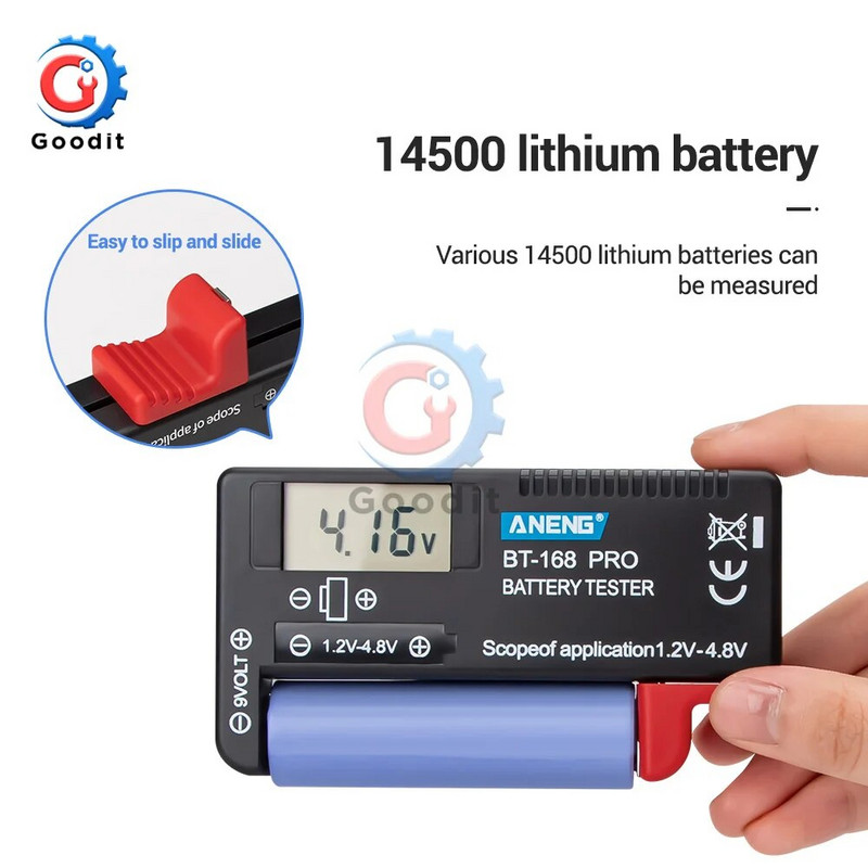 BT-168 PRO Ψηφιακός ελεγκτής χωρητικότητας μπαταρίας για 18650 14500 Lithum 1,2-4,8V μπαταριών CD μπαταριών Δοκιμή ηλεκτρονικού εξοπλισμού