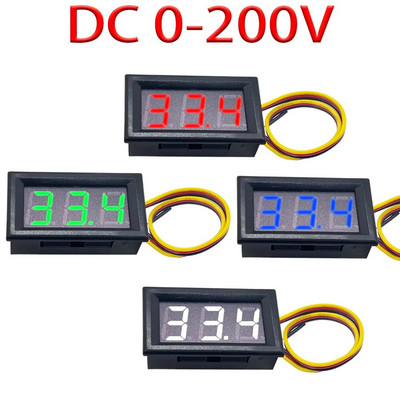 Voltmetru digital DC 0-200V Voltmetru digital Contor de panou de tensiune Roșu/Albastru/Verde pentru 6V 12V Electromobil Motocicletă Mașină