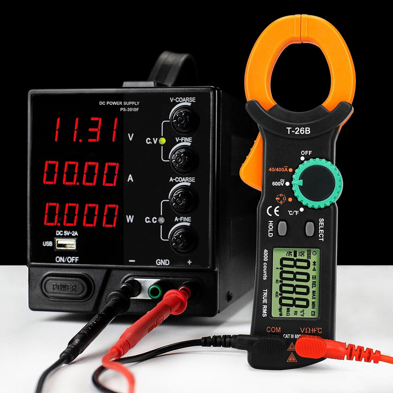 True-RMS gnybtų multimetras nuolatinės srovės gnybtų matuoklis Skaitmeninis rue RMS talpos kintamosios srovės DC omų Hz C/F Pinza ampermetrikos testeris