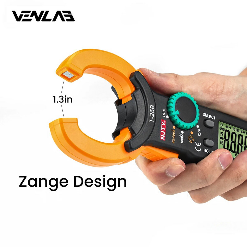 True-RMS gnybtų multimetras nuolatinės srovės gnybtų matuoklis Skaitmeninis rue RMS talpos kintamosios srovės DC omų Hz C/F Pinza ampermetrikos testeris