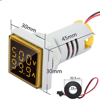 AC 50-500V 0-100A Τετράγωνο LED Ψηφιακό βολτόμετρο Αμπερόμετρο 110V 220V Τάση Μετρητής ρεύματος Βολταμόμετρο αυτοκινήτου Volt Amp Tester Ανιχνευτής