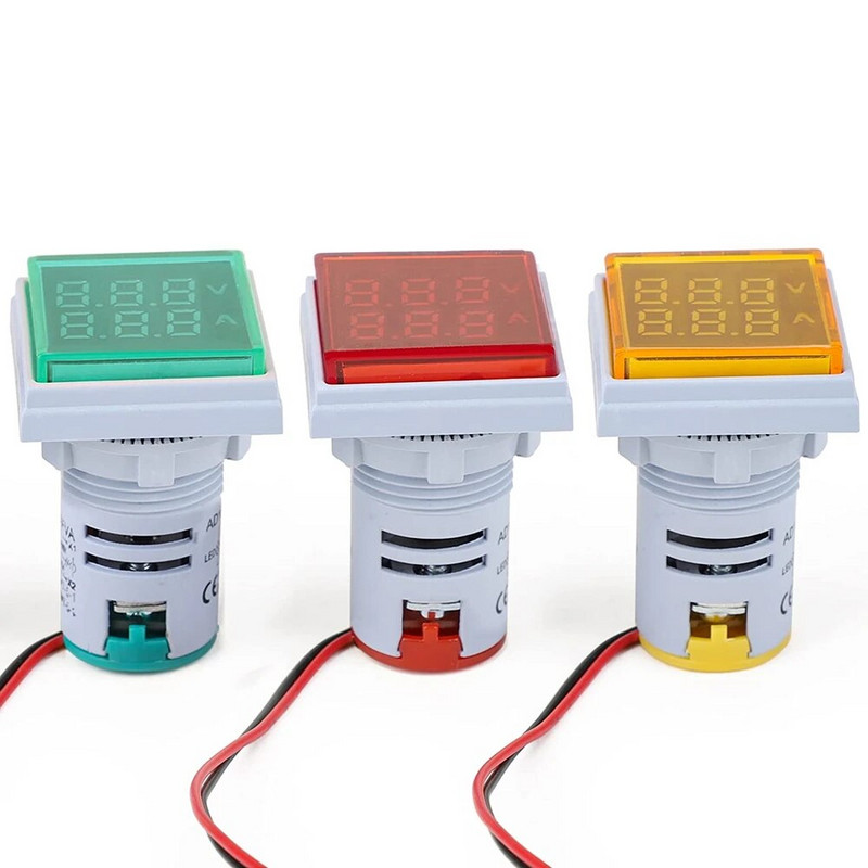 AC 50-500V 0-100A Kvadratinis LED skaitmeninis voltmetras ampermetras 110V 220V įtampos srovės matuoklis voltometras automobilio voltų stiprintuvo matuoklis