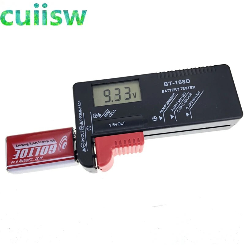 BT-168D LED Universaalne digitaalne LCD patarei kontrollija Volt Tester Cell AA AAA CD 9V 1,5V nupp