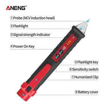 ANENG VD802 безконтактен детектор за променливо напрежение тестер 12V-1000v стил на писалка електрически индикатор LED измервател на напрежение
