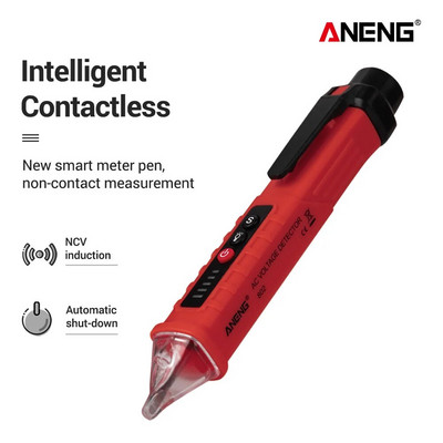 ANENG VD802 bekontaktis kintamosios srovės įtampos detektoriaus testeris, 12V-1000v rašiklio tipo elektrinis indikatorius LED įtampos matuoklis