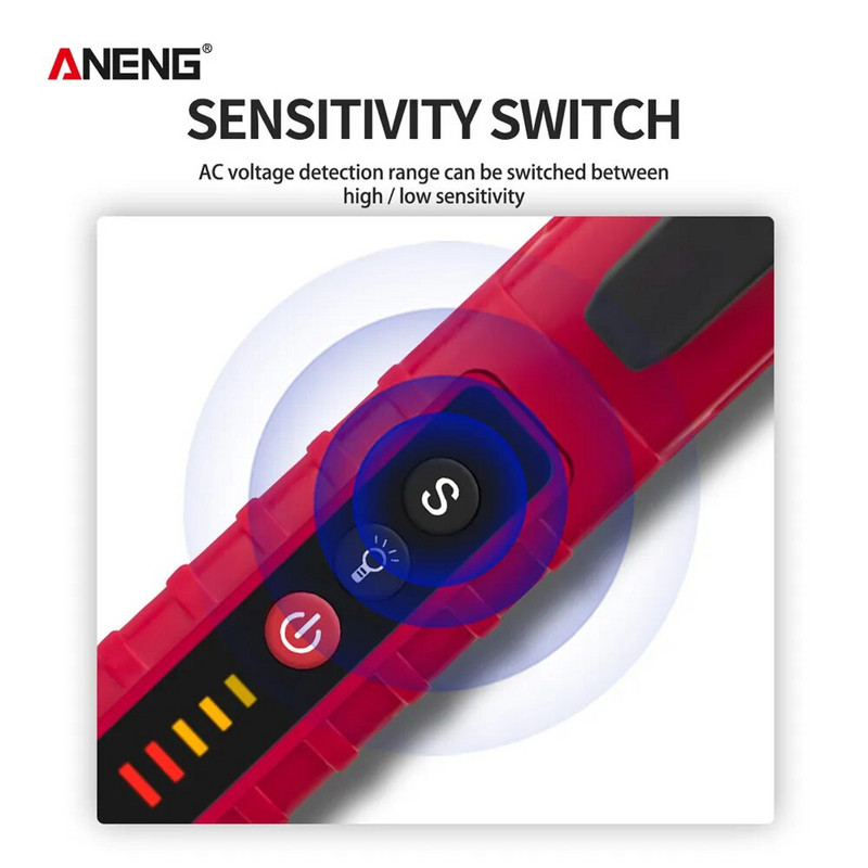 ANENG VD802 bekontaktis kintamosios srovės įtampos detektoriaus testeris, 12V-1000v rašiklio tipo elektrinis indikatorius LED įtampos matuoklis
