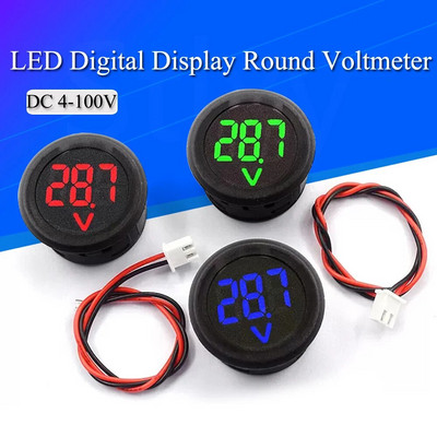 Ψηφιακή οθόνη LED DC 4-100V Κυκλική βολτόμετρο δύο καλωδίων DC Ψηφιακή κεφαλή βολτόμετρου Προστασία αντίστροφης σύνδεσης