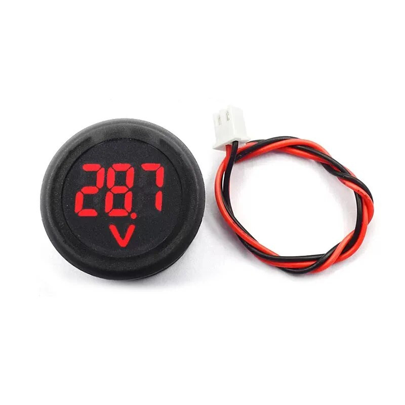 Nuolatinės srovės 4–100 V LED skaitmeninis ekranas Apvalus dviejų laidų voltmetras Nuolatinės srovės skaitmeninis voltmetro galvutės ekrano atvirkštinio prijungimo apsauga