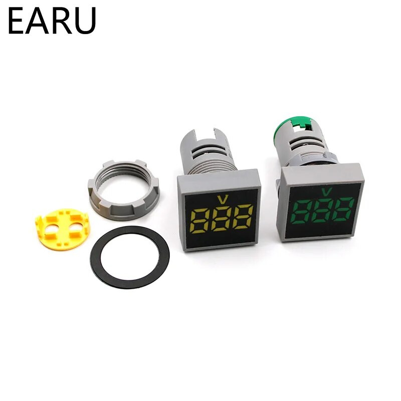 1tk Mini Uus 22MM AC 60-500V Voltmeter Square Panel LED Digital Voltage Meter indikaatorvalgusti tester Punane Sinine Kollane Roheline Valge