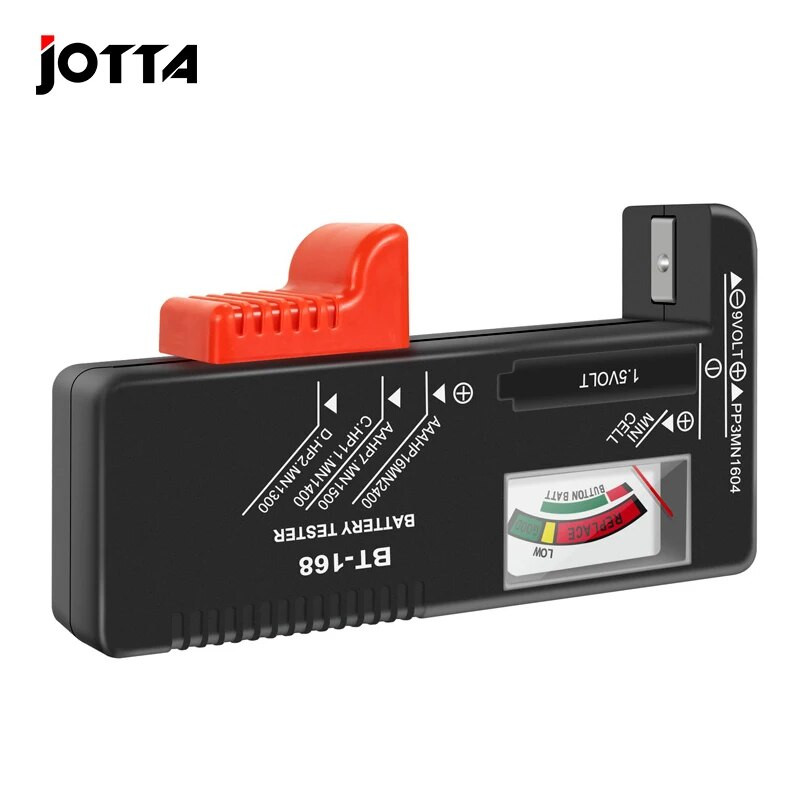 BT-168 AA/AAA/C/D/9V/1,5V universalus mygtukų elementų baterijos testeris, spalvotas matuoklis, rodantis voltų tikrintuvą