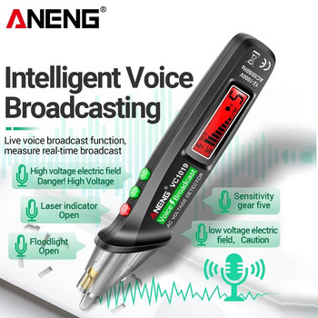 ANENG VC1019 Интелигентен тестер за гласово излъчване Pen 12V-1000V Инфрачервен сензор за позициониране Тестер за напрежение Тестер за електрически кабели