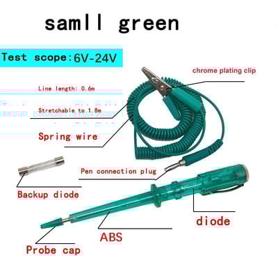 Automobilio sunkvežimio įtampos grandinės testeris 6 V 12 V 24 V DC skaitmeninis ekranas, ilgas zondas, rašiklis, lemputė, automobilio diagnostikos įrankis, automatinis remontas