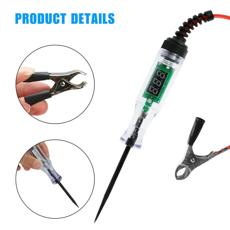Automobilio skaitmeninis įtampos testeris, tikslus grandinės tikrinimo rašiklis, profesionalus automatinis šviesos elektrinis testeris, ilgo zondo rašiklio įtampos detektoriaus įrankis