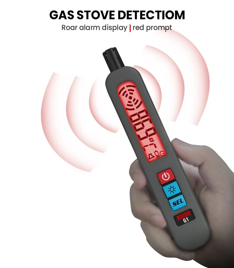 BSIDE gaasilekkedetektor põlev looduslik CO2 tuleohtlik alkohol LPG metaani analüsaator Laetav helisignaali PPM tester