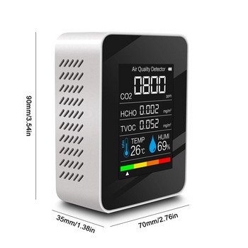 2022 НОВ Измервател на CO2 Цифров тестер за температура и влажност Въглероден диоксид TVOC HCHO детектор Монитор на качеството на въздуха Монитор на сензор за CO2
