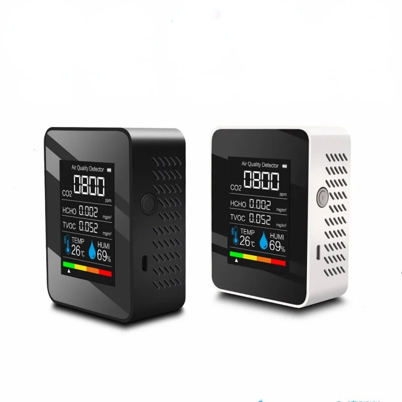 2022 NAUJAS CO2 matuoklis Skaitmeninis temperatūros drėgmės testeris Anglies dioksidas TVOC HCHO detektorius Oro kokybės monitorius CO2 jutiklis Monitorius
