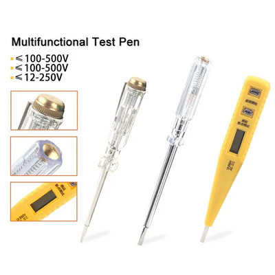AC/DC 12-250V Digital Induced Electric Tester Screwdriver Probe with Indicator Light Voltage Tester Detector Electrician Tools