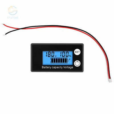 DC 8-100V digitális voltmérő digitális villanymérő LCD vezetékes lítium elemes kétvezetékes digitális feszültségmérő riasztási funkcióval