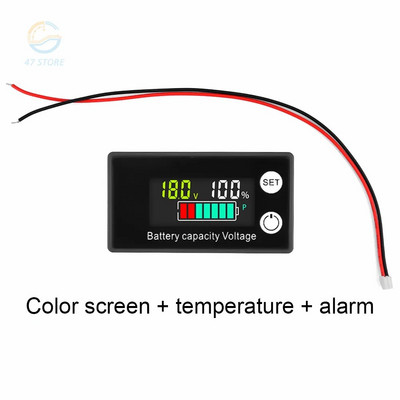 DC 8-100V digitális voltmérő digitális villanymérő LCD vezetékes lítium elemes kétvezetékes digitális feszültségmérő riasztási funkcióval