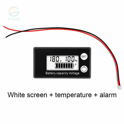 DC 8-100V digitális voltmérő digitális villanymérő LCD vezetékes lítium elemes kétvezetékes digitális feszültségmérő riasztási funkcióval