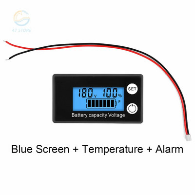 DC 8-100V digitális voltmérő digitális villanymérő LCD vezetékes lítium elemes kétvezetékes digitális feszültségmérő riasztási funkcióval