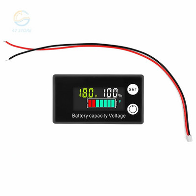 DC 8-100V digitális voltmérő digitális villanymérő LCD vezetékes lítium elemes kétvezetékes digitális feszültségmérő riasztási funkcióval