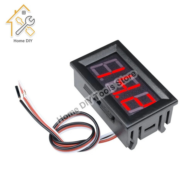 Digitaalne voltmeeter 0,56 tolli DC 0-30 V 3 juhtmega LED-ekraaniga pingemõõdik Voltmeetri tester koos koorega punane/sinine/roheline mootorratta jaoks