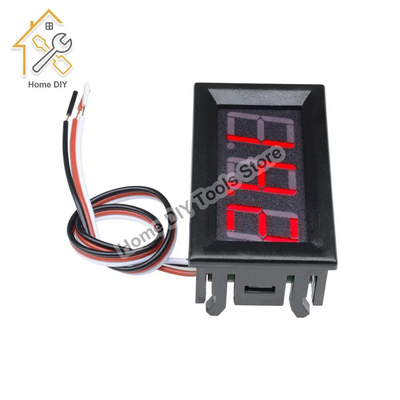 Digitaalne voltmeeter 0,56 tolli DC 0-30 V 3 juhtmega LED-ekraaniga pingemõõdik Voltmeetri tester koos koorega punane/sinine/roheline mootorratta jaoks