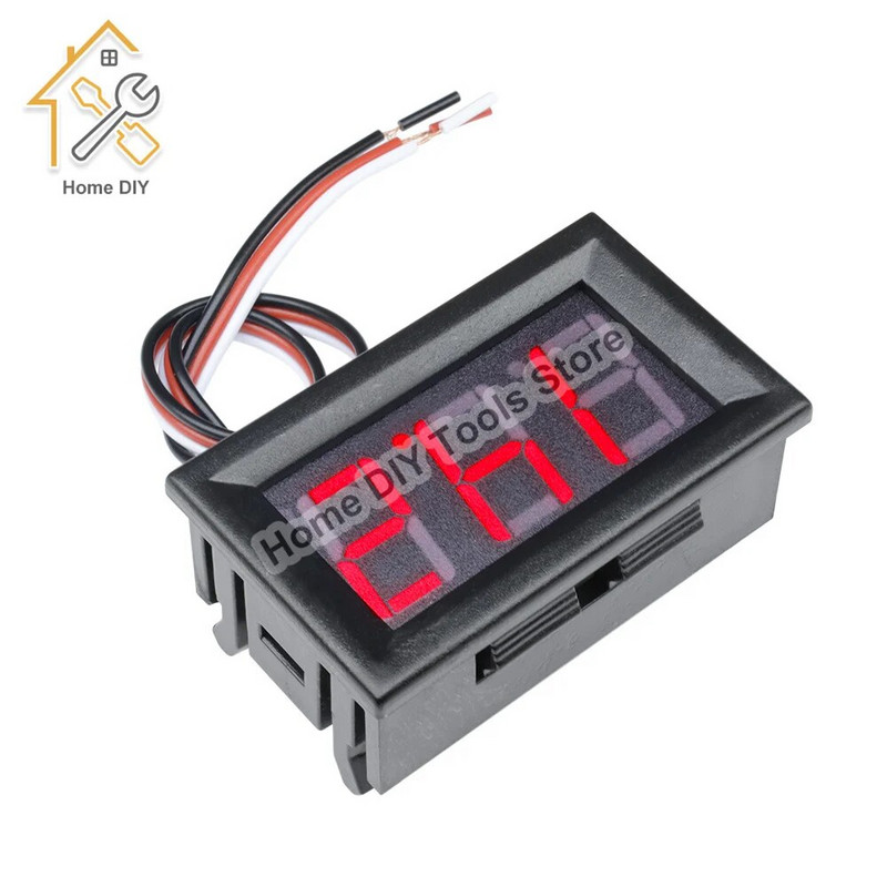 Digitaalne voltmeeter 0,56 tolli DC 0-30 V 3 juhtmega LED-ekraaniga pingemõõdik Voltmeetri tester koos koorega punane/sinine/roheline mootorratta jaoks