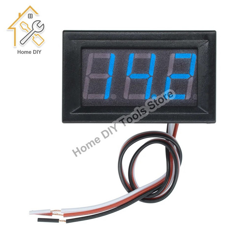 Digitaalne voltmeeter 0,56 tolli DC 0-30 V 3 juhtmega LED-ekraaniga pingemõõdik Voltmeetri tester koos koorega punane/sinine/roheline mootorratta jaoks
