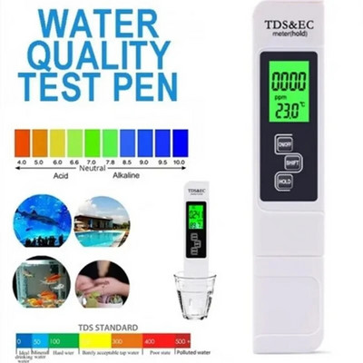 Tester profesional 3 în 1 pentru testarea calității apei TDS Contor EC Tester de temperatură Puritatea apei potabile Testere digitale de calitate a apei