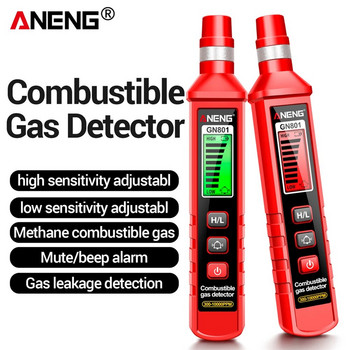 ANENG GN801 Ανιχνευτής διαρροής αερίου Ανιχνευτής ημιαγώγιμος ευαίσθητος σε αέριο 300-10000PPM Οθόνη αερίου Οθόνη LCD Εργαλείο δοκιμής ήχου συναγερμού αερίου