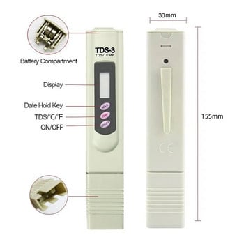 TDS-3 PPM температура Тестер за твърдост на водата Цифров TDS измервател тип писалка