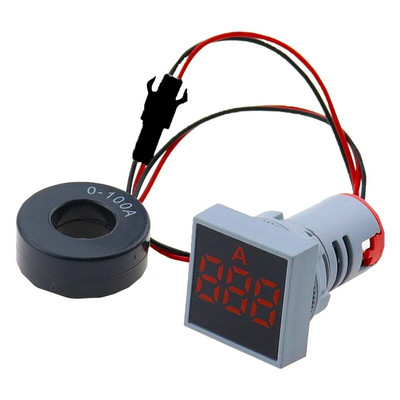 22MM 0-100A digitaalne ampermeeter voolumõõtur/pingemõõtur indikaator LED lamp ruut signaaltuli