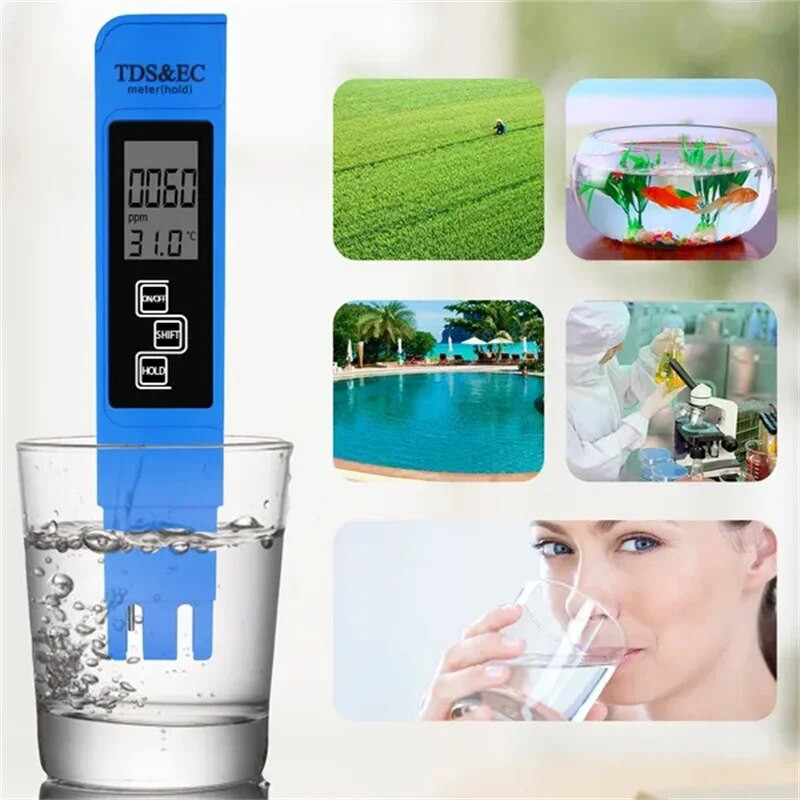 3 in 1 PH tester vee PH mõõtja TDS EC temperatuurimõõtur Digitaalne LCD veetestimispliiats Puhtuse veekvaliteedi monitori testimispliiats