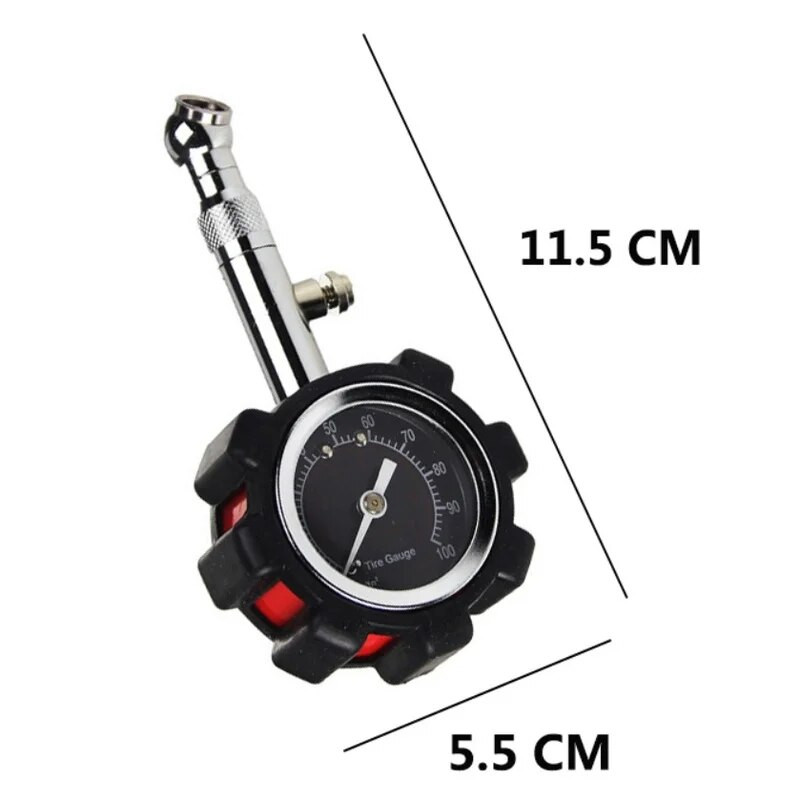 Manometru de înaltă precizie a presiunii în anvelope, negru, 100 Psi, pentru manometru precis de presiune a aerului pentru mașină, pentru camion și motocicletă