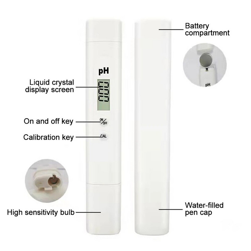 PH matuoklis skaitmeninis vandens kokybės testeris 0-14pH matavimo diapazonas geriamojo vandens kokybės analizatoriaus monitorius 0,1pH didelio tikslumo