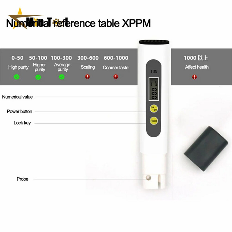 TDS mjerač Tester kvalitete vode Automatska kalibracija 0-990ppm Vodomjer čistoće za bazene Alat za mjerenje pitke vode