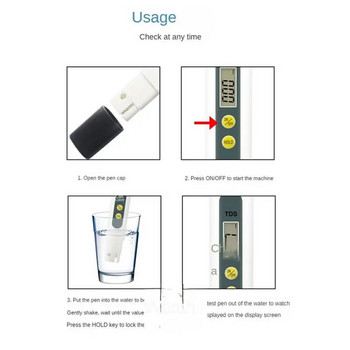 Ψηφιακός ελεγκτής νερού υψηλής ακρίβειας TDS Meter 0-14 Meter Tester 0-9990ppm Φίλτρο ενυδρείου PPM καθαρότητας νερού LCD