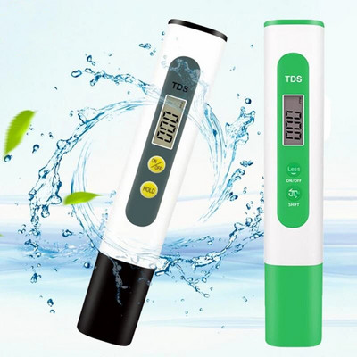 Високоточен TDS метър Цифров тестер за вода 0-14 метра Тестер 0-9990ppm LCD чистота на водата PPM Филтър за аквариум