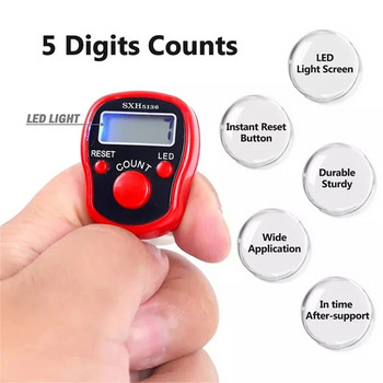 Мини маркер за шевове и брояч за пръсти на редове LCD електронен цифров дисплей Преносими броячи за броячи Шиене Плетене Инструменти за тъкане