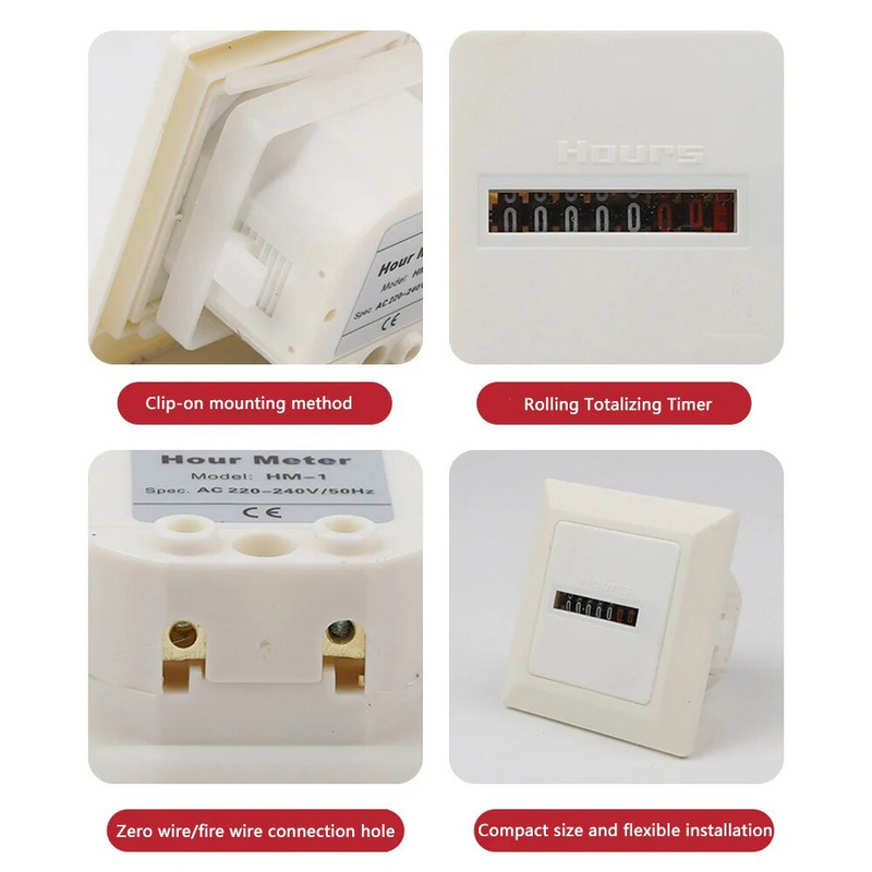 HM-1 Timer Square Counter Digital 0-99999,99 Gauge 0,3W AC220-240V / 50Hz AC Hour Meter Hourmeter