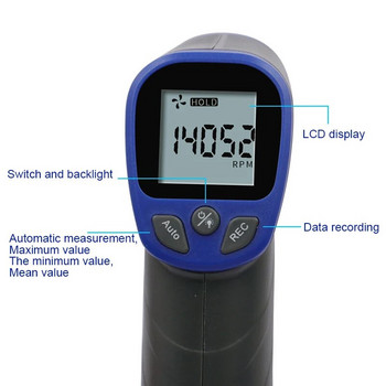 Μετρητής χειρός Rpm Ταχύμετρο Ψηφιακό Ταχόμετρο Laser Ταχόμετρο 2,5-99999rpm Οθόνη LCD Όργανο μέτρησης ταχύτητας Velocimete