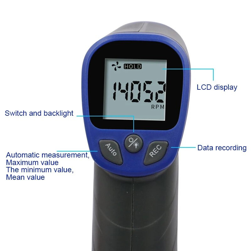 Ručni mjerač okretaja u minuti Brzinomjer Digitalni tahometar Laserski tahometar 2.5-99999rpm LCD zaslon Instrument za mjerenje brzine Velocimete