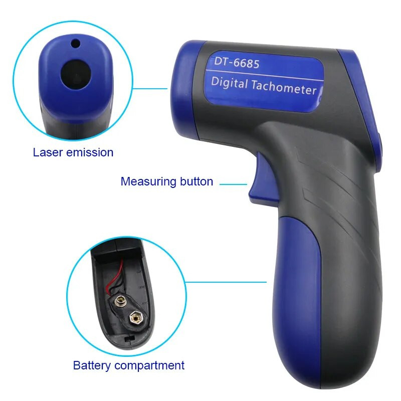 Ručni mjerač okretaja u minuti Brzinomjer Digitalni tahometar Laserski tahometar 2.5-99999rpm LCD zaslon Instrument za mjerenje brzine Velocimete